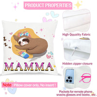 1 x Brand New Tarklanda Mom Gift Pillowcase Mom Decorative Pillowcase with Pockets Sloth Gift for Mom Gift for Christmas Mother s Day Birthday Pillowcase 45x45cm - RRP €9.83