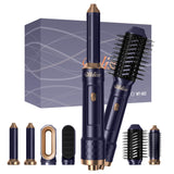 1 x RAW Customer Returns 6 in 1 air styler, round brush hair dryer set with 6 attachments, drying, straightening, curling, giving volume, massaging the scalp, ion care, styling brushes for all hair types - RRP €70.75