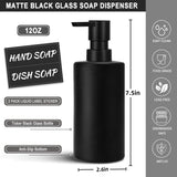 1 x RAW Customer Returns GMISUN 2 Pack Soap Dispenser Glass Black, Modern Soap Dispenser Black Matt with Strong Pump, Refillable Soap Bottle for Kitchen and Bathroom, Vintage Soap Dispenser with Labels - 350ml - RRP €15.12