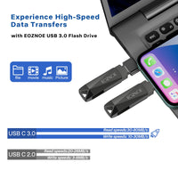 1 x RAW Customer Returns EOZNOE 256GB USB Stick for Phone Android Cell Phone Laptop PC Pad, USB 3.0 Flash Drive Memory Stick External Rotatable Made of Metal to Store More Photos and Videos - RRP €36.89