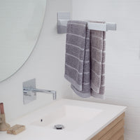 1 x RAW Customer Returns Qiannhee towel holder without drilling, self-adhesive towel rail, stainless steel SUS304 40 cm, double towel holder, silver, 2 arms, brushed, wall-mounted towel holder for bathroom, kitchen, etc. - RRP €25.98