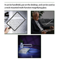 1 x RAW Customer Returns 5X Hands Free Magnifier with Light Hanging Neck, Magnifying Glass, Reading Magnifier with Light for Seniors Large, 8 x 5 Large Page Magnifier, for Reading Small Prints Low Vision Seniors with Aging Eyes - RRP €28.89