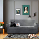 3 x Brand New CHELZEN Velvet Sofa Cover 2 Seats Thick Stretch Sofa Covers for Dogs Pets 2 Seater, Grey  - RRP €85.56