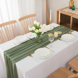 1 x RAW Customer Returns CHUQING Table Runner Green Chiffon Table Ribbon 70 cm x 4 m Table Runner Wedding for Birthdays, Communion, Celebration, Party, Eucalyptus Green - RRP €24.58