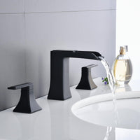 1 x RAW Customer Returns Faucet Bathroom Black 3 Hole Bathroom Faucet Waterfall Waterfall Washbasin Faucet Mixer Tap with 2 Handles - RRP €79.66