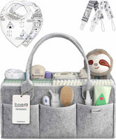 1 x RAW Customer Returns PUTSKA diaper organizer baby diaper caddy felt bag portable with adjustable compartments Ultra mobile foldable diaper bag stroller Changing table organizer changing table gray 100 organic cotton - RRP €22.18