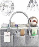 1 x RAW Customer Returns PUTSKA diaper organizer baby diaper caddy felt bag portable with adjustable compartments Ultra mobile foldable diaper bag stroller Changing table organizer changing table gray 100 organic cotton - RRP €22.18