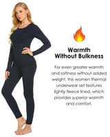 1 x RAW Customer Returns EKOUAER Women s Thermal Underwear Set U-Neck Thermal Fleece Warm Pajama Set for Winter Navy Blue S - RRP €18.68