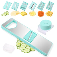 1 x RAW Customer Returns Yiomxhi vegetable cutter, vegetable slicer, stainless steel, mandolin, vegetable grater, cucumber slicer with 6 blades, potato slicer, vegetable cutter, kitchen slicer for fruit, potatoes, garlic - RRP €18.14