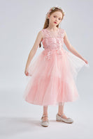 1 x RAW Customer Returns LOLANTA Girls Princess Dress White, Festive Wedding Communion Flower Girl Dress, Pageant Party A-Line Floor-Length Ball Gown Made of Satin and Tulle Dress, 8-9 Years, Pink, 140 - RRP €42.98