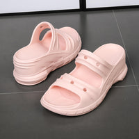 1 x RAW Customer Returns Yeeteepot women s platform sandals summer wedge heel slippers platform mules soft slip-on sandals wedges thick slippers pink 35 36 EU 36 37 CN - RRP €60.0