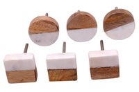 1 x RAW Customer Returns Nacnic Set of 6 Stone and Wood Handle Knobs with 40 mm Round and Square Shapes Premium. Wood and Bone. Ideal for closets, dressers, drawers, kitchen and bathroom. Multipurpose Handles. - RRP €24.9