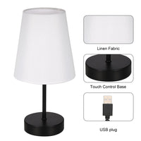 1 x RAW Customer Returns Lixada table lamp living room bedside lamp touch dimmable warm white light with fabric lampshade USB charging function, 3 light colors LED lamp for modern decoration bedroom, living room, bedside table - RRP €19.01