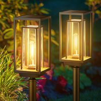 1 x RAW Customer Returns PUAIDA Solar Lamps for Outdoor Garden, 2 Pack Modern Garden Solar Lights with Longer Working Time, Extremely Bright Solar Garden Lights, IP65 Waterproof Solar Garden Decoration for Balcony Terrace Outdoor - RRP €30.25