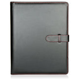 1 x RAW Customer Returns H S DIN A4 writing folder with ring binder - conference folder with 40 transparent pockets - document folder made of artificial leather in black for women and men with 2 inside pockets organizer - RRP €21.13