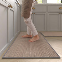 1 x RAW Customer Returns Kitchen rug washable non-slip sisal imitation carpet runner, jute imitation weave kitchen mat kitchen runner dirt trap mat kitchen and dining room set back made of natural rubber 44x75 44x120cm - RRP €37.98