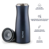 1 x RAW Customer Returns Blumtal thermal mug 380 ml - coffee mug to go made of stainless steel - leak-proof insulated mug cold hot - mug with 360 drinking opening - thermal coffee mug to go quick-press closure - dark blue - RRP €15.12