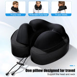 2 x RAW Customer Returns JINXIA Travel Neck Pillow, Portable Memory Foam Neck Pillow for Airplanes, Cars, Trains, Office, Breathable Fabric and Lightweight for Neck with Carrying Bag, Ear Plugs, Black - RRP €57.98