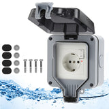 1 x RAW Customer Returns Outinhao Electrical Wall Sockets, IP66 Waterproof Outdoor Socket with Indicator Light Switch, 16A Plug Sockets, for Bathroom, Garage, Pool and Garden - RRP €14.17