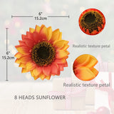 4 x Brand New 6PCS Artificial Sunflowers Large, Artificial Sunflower Heads, 17.78cm Artificial Flower Heads Sunflower Decoration for Wedding Party Table Decoration DIY Crafts Clothing Decoration - RRP €36.16