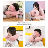 18 x Brand New DHSWNNG Neck Pillow Travel, U-Shaped Travel Pillow with Sleep Mask Memory Foam Neck Pillow Comfortable Travel Pillow Support Pillow for Travel Airplane Car Pink  - RRP €235.8