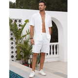 1 x RAW Customer Returns Fastkoala Men s Tracksuit Outfit Set Two Piece Button Suits Summer Shirts Shorts Jogging Suits 2 Piece White XXL - RRP €39.98