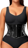 1 x RAW Customer Returns Hi-GERMANWEARS Women s Underbust Black PVC Steel Boned Body Waist Shaper with Strong Zip Closuer taillenkorset Corsets DE NL SE PL, Alphanumeric, S, Regular, Regular  - RRP €30.24