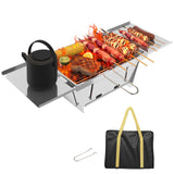 1 x RAW Customer Returns Dripex BBQ Camping Grill Stainless Steel Foldable Folding Grill Small Charcoal Grill Outdoor Picnic Grill for Camping Barbecue Party Travel Silver 65 x 25 x 14cm  - RRP €41.99