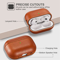 1 x RAW Customer Returns Leather Case for AirPods Pro 2 2022, ICARERFAMILY Premium Genuine Leather Shockproof Protective Case for Apple AirPods Pro 2 Headphone Case LED Visible Support Wireless Charger Brown - RRP €22.21