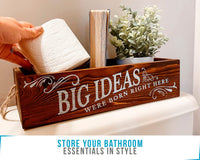 4 x Brand New Comfify Decorative Bathroom Box - Double-Sided Printed Box with Funny Sayings - Decorative Toilet Paper Roll Holder in Distressed Brown - Rustic Bathroom Storage - RRP €99.96