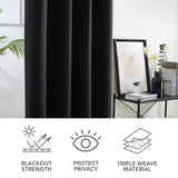 1 x RAW Customer Returns Deconovo Curtains Opaque Eyelet Thick Curtains Thermal Curtain Cold Protection Bedroom, 242 x 107 cm Height x Width , Black, Set of 2 - RRP €39.49