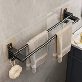 1 x RAW Customer Returns Towel holder without drilling, self-adhesive towel holder bathroom, wall-mounted towel holder black matt, guest towel holder aluminum towel rail, bath towel holder, towel shelf for bathroom kitchen, 40 cm - RRP €22.3