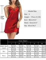 1 x RAW Customer Returns Marvmys satin nightdress women s short sexy negligee with lace V-neck sleepshirt night dress underdress for women B-black red L - RRP €19.1