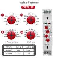 1 x RAW Customer Returns HGY Time Relay 230V GRT8-S1 Mini Asymmetric Cycle Timer ON OFF Repeat cycle time relay AC 230V. - RRP €19.75