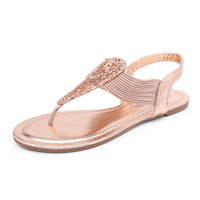 1 x RAW Customer Returns DREAM PAIRS SPPARKLY Women s Sandals with Elastic Straps Ankle Strap Summer Gladiator Champagne Gold 38 EU - RRP €20.24