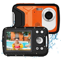 1 x RAW Customer Returns BYbrutek Kids Digital Camera, 21MP FHD 1080P, 5 Meters Waterproof Children Underwater Camera with 2.8 Inch LCD, 8X Digital Zoom Kids Action Camera with 1050mAH Rechargeable Battery Orange  - RRP €72.89