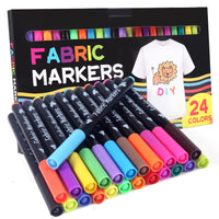 1 x RAW Customer Returns ihaspoko Textile and Fabric Markers, 24 Colors Permanent Textile Marker for T-Shirts Jeans Hats Canvas Bags Shoes - RRP €11.78