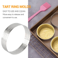 1 x RAW Customer Returns Smallterm 10pcs Round Stainless Steel Cake Ring Tower Pie Cake Mold Baking Tools Perforated Cake Mousse Ring, 8cm - RRP €23.86