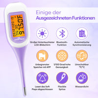 1 x RAW Customer Returns Easy Home Basal Thermometer Fertility Thermometer for Cycle Control and Ovulation Tracking with Premom APP, Digital Thermometer with Blue Backlight LCD Display Bluetooth Purple  - RRP €36.14