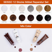 2 x RAW Customer Returns SEISSO 12 pieces furniture repair set, wooden furniture repair paints for furniture scratches, veneer and laminate, wood repair set - RRP €32.24