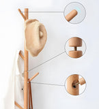 1 x RAW Customer Returns Wooden coat rack, solid wood coat rack, with 8 hooks and 3 adjustable sizes, tree-shaped coat rack, vintage, sturdy, for clothes, hats, wood color - RRP €39.99