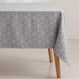 1 x RAW Customer Returns GAMUSI Geometric stain-resistant tablecloth Line Gray 140 x 240 cm - RRP €24.85