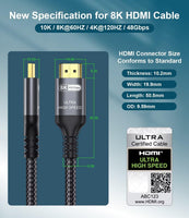 1 x RAW Customer Returns Adauxter 10k 8k HDMI 2.1 Cable 5M, Certified Ultra High Speed HDMI Cable 4K 144Hz 120Hz 8K60Hz eARC DTS X D-olby Atmos HDR10 HDCP2.3 Compatible Mac PS5 X-box Gaming PC TV RTX4090 - RRP €21.98