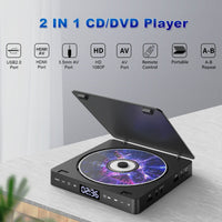 1 x RAW Customer Returns Gueray DVD Player for TV All Region Free Portable Mini DVD CD Player with HD 1080P HDMI AV USB 3.5MM AUX Port, including Remote Control, HDMI AV Cable Black  - RRP €44.99