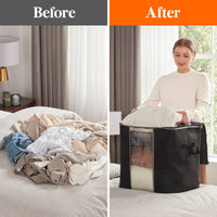 1 x RAW Customer Returns Lifewit 3 Pack 90L Storage Bag for Duvets, Foldable Storage Box with Lid Closet Wardrobe Organizer Moving Boxes Underbed Storage for Clothes, Black - RRP €20.98