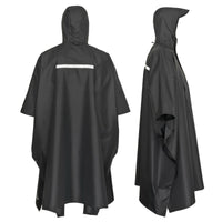 1 x RAW Customer Returns AWHA rain poncho for men and women, waterproof and extra long for hiking, riding, cycling - outdoor rain protection, reusable with bag, black, L XL - RRP €30.24