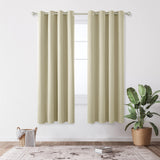 1 x RAW Customer Returns Deconovo Thermal Insulated Blackout Indoor Curtains, Solid Color Bedroom Curtains 2 Pieces, with Eyelets, 107x229 CM Width x Height , Dark Beige - RRP €37.13