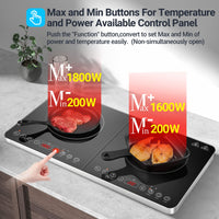 1 x RAW Customer Returns Induction hob 2 plates, Aobosi induction hob with independent control, 10 temperature levels and 6 power levels, stainless steel, 3500W, 4-hour timer, max min button, safety lock - RRP €142.99