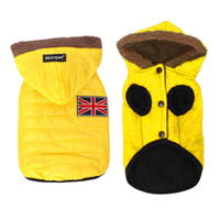 1 x RAW Customer Returns Ducomi Alaska - waterproof dog jacket with hood - winter down jacket for small medium dogs - lined jacket with fleece inside and automatic button closure yellow, M  - RRP €19.67