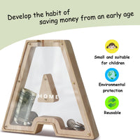 1 x RAW Customer Returns DBPBToU Wooden Letters Money Box, Transparent Piggy Bank for Children, Personalized Money Box, Creative Piggy Bank for Birthday Gift Home Decoration Keepsake O  - RRP €20.4